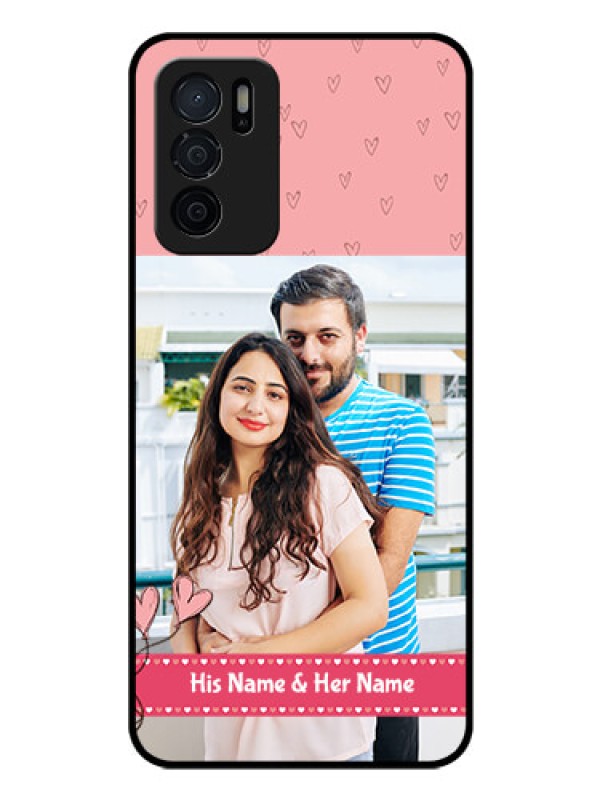 Custom Oppo A16 Personalized Glass Phone Case - Love Design Peach Color