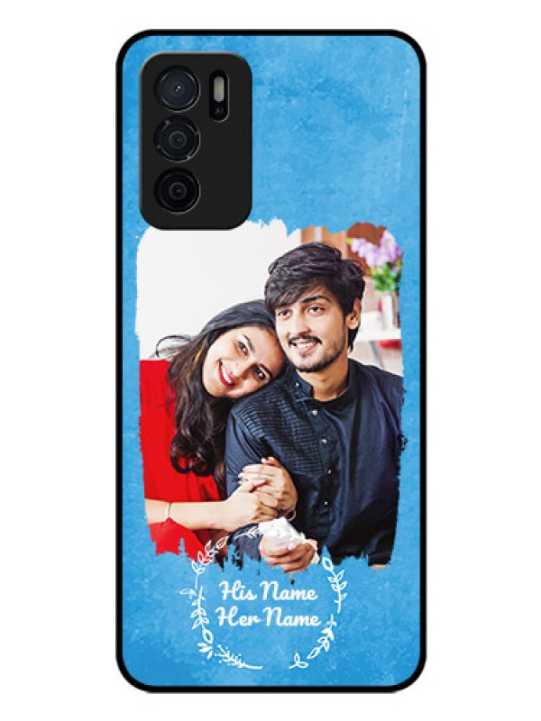 Custom Oppo A16 Custom Glass Phone Case - Blue Color Vintage Design