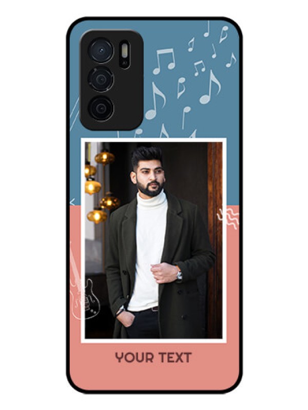 Custom Oppo A16 Photo Printing on Glass Case - with Color Musical Note Design