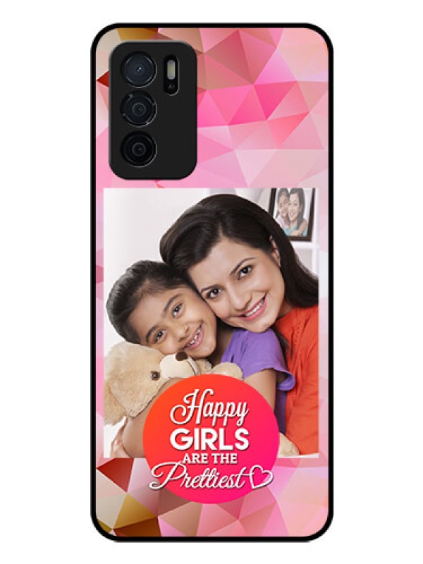 Custom Oppo A16 Photo Printing on Glass Case - Abstract Triangle Design