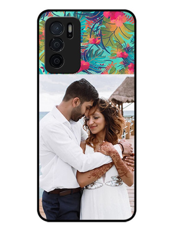 Custom Oppo A16 Photo Printing on Glass Case - Watercolor Floral Design