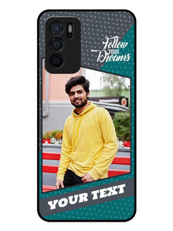 Custom Oppo A16 Personalized Glass Phone Case - Background Pattern Design with Quote