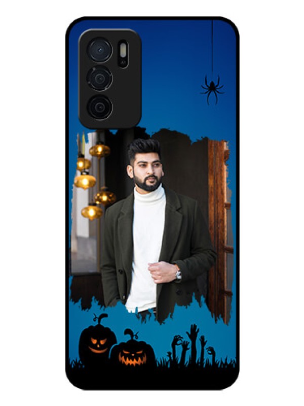 Custom Oppo A16 Photo Printing on Glass Case - with pro Halloween design