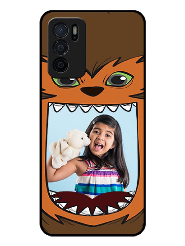 Custom Oppo A16 Photo Printing on Glass Case - Owl Monster Back Case Design