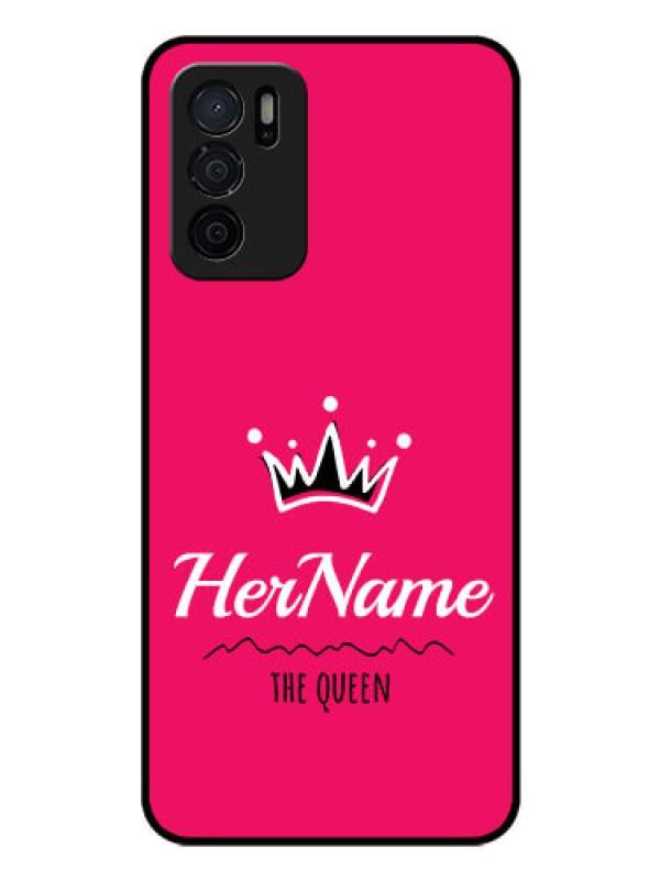 Custom Oppo A16 Glass Phone Case Queen with Name