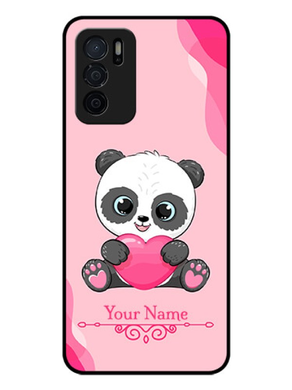 Custom Oppo A16 Custom Glass Mobile Case - Cute Panda Design