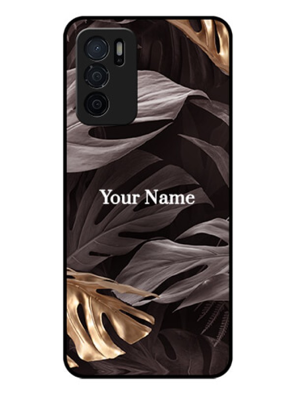 Custom Oppo A16 Personalised Glass Phone Case - Wild Leaves digital paint Design