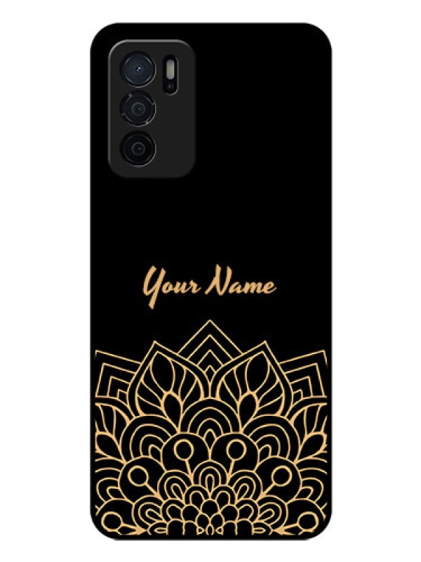 Custom Oppo A16 Custom Glass Phone Case - Golden mandala Design