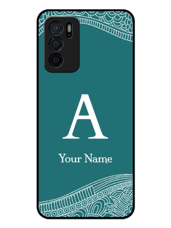 Custom Oppo A16 Personalized Glass Phone Case - line art pattern with custom name Design