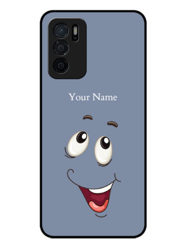 Custom Oppo A16 Photo Printing on Glass Case - Laughing Cartoon Face Design