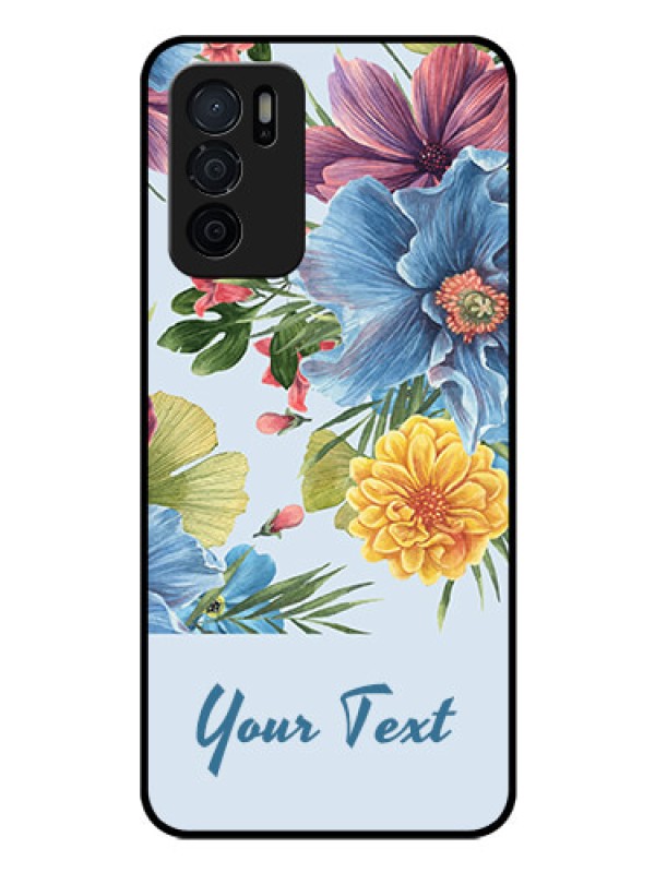 Custom Oppo A16 Custom Glass Mobile Case - Stunning Watercolored Flowers Painting Design