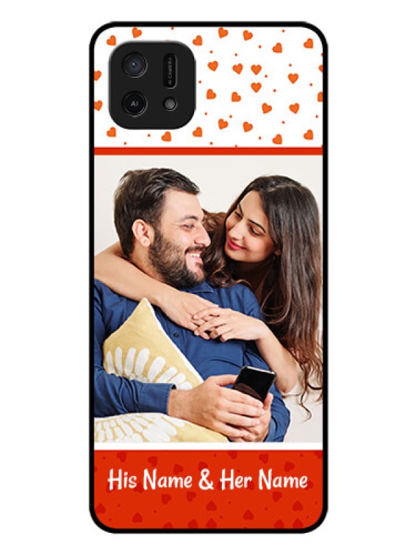Custom Oppo A16e Custom Glass Phone Case - Orange Love Symbol Design