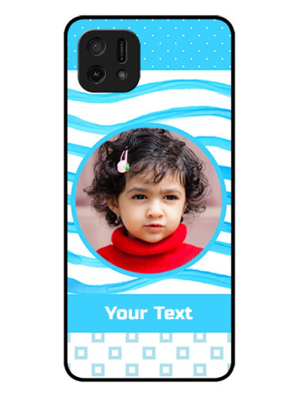 Custom Oppo A16e Custom Glass Phone Case - Simple Blue Case Design