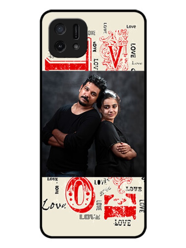 Custom Oppo A16e Photo Printing on Glass Case - Trendy Love Design Case
