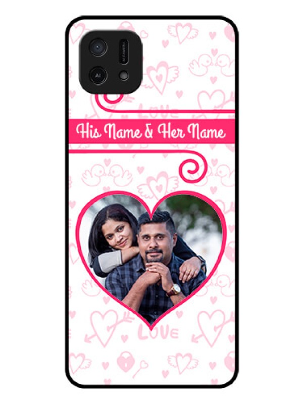 Custom Oppo A16e Personalized Glass Phone Case - Heart Shape Love Design