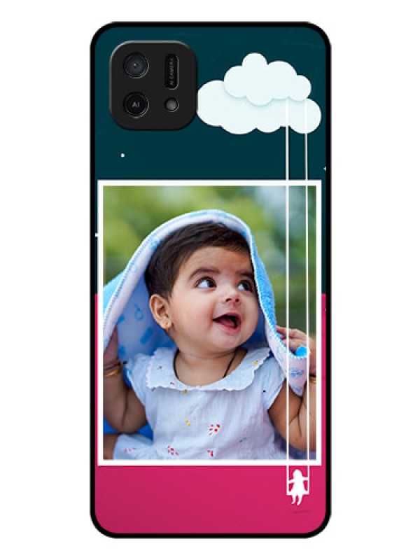 Custom Oppo A16e Custom Glass Phone Case - Cute Girl with Cloud Design