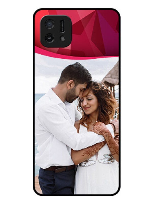 Custom Oppo A16e Custom Glass Mobile Case - Red Abstract Design