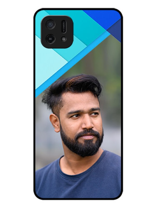 Custom Oppo A16e Custom Glass Phone Case - Blue Pattern Design