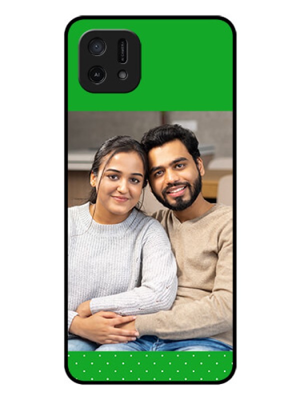 Custom Oppo A16e Personalized Glass Phone Case - Green Pattern Design