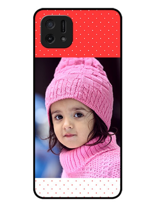 Custom Oppo A16e Photo Printing on Glass Case - Red Pattern Design