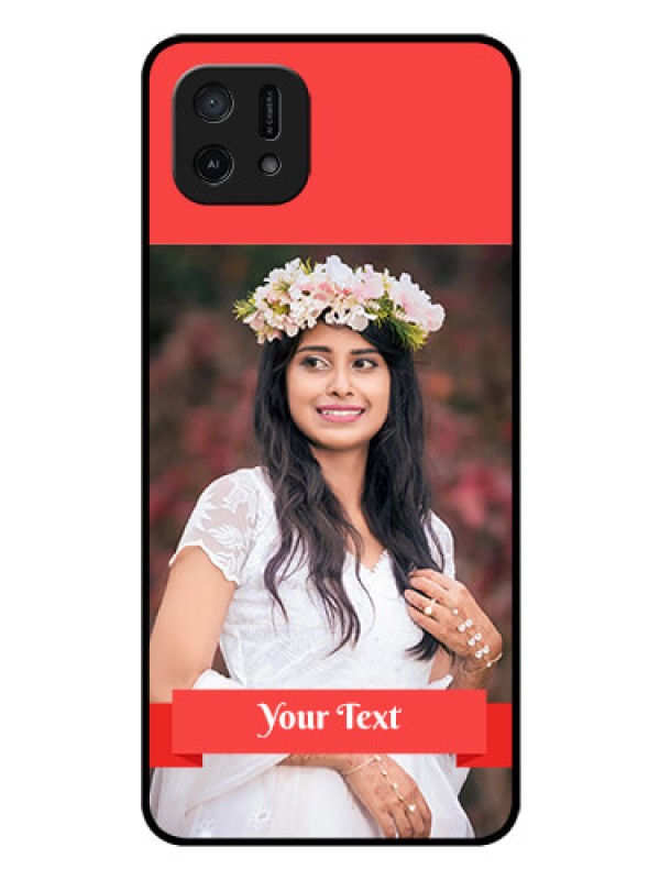 Custom Oppo A16e Custom Glass Phone Case - Simple Red Color Design