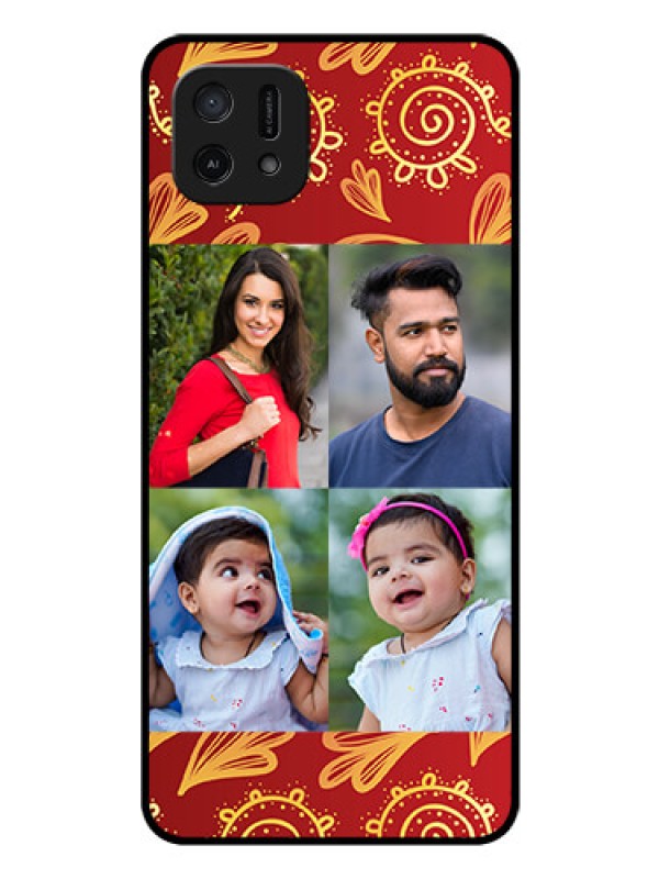 Custom Oppo A16e Photo Printing on Glass Case - 4 Image Traditional Design