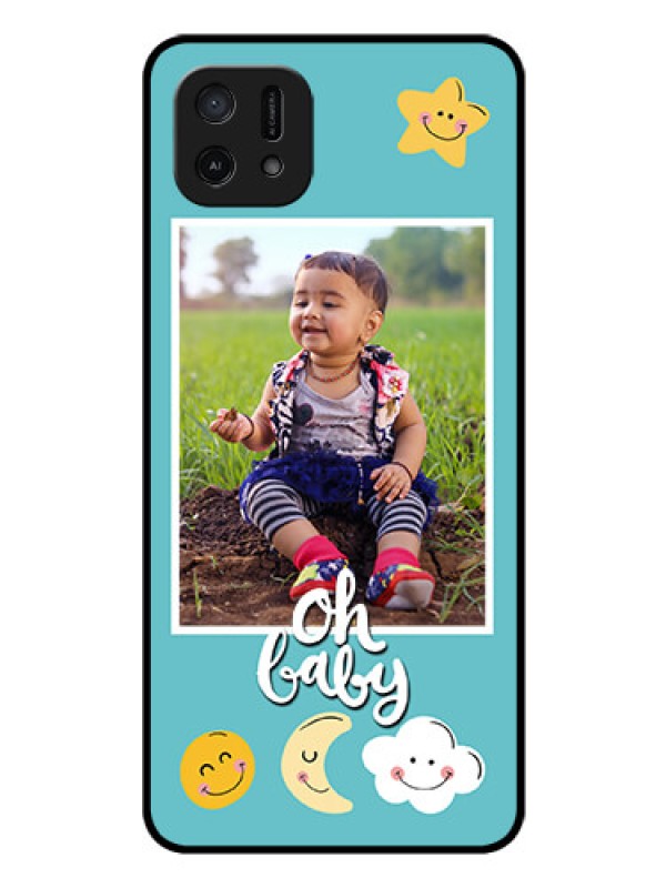 Custom Oppo A16e Personalized Glass Phone Case - Smiley Kids Stars Design