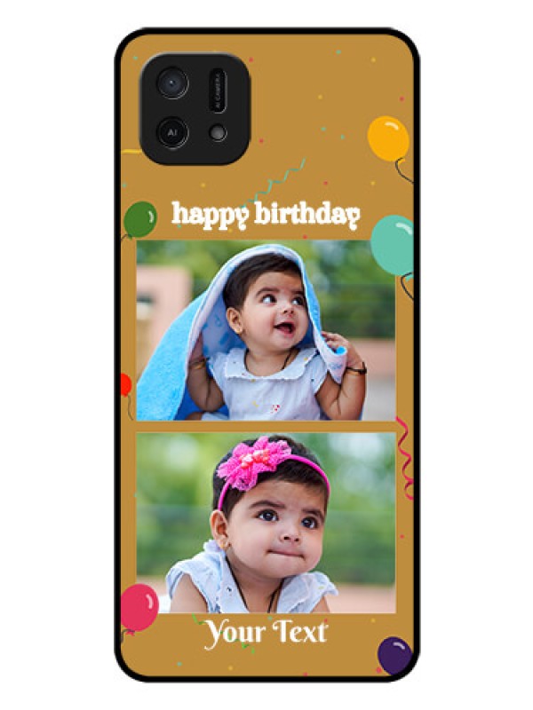 Custom Oppo A16e Personalized Glass Phone Case - Image Holder with Birthday Celebrations Design