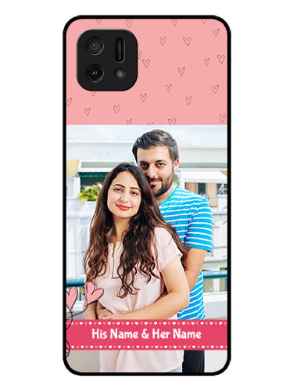 Custom Oppo A16e Personalized Glass Phone Case - Love Design Peach Color