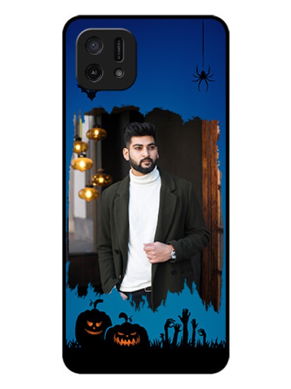 Custom Oppo A16e Photo Printing on Glass Case - with pro Halloween design