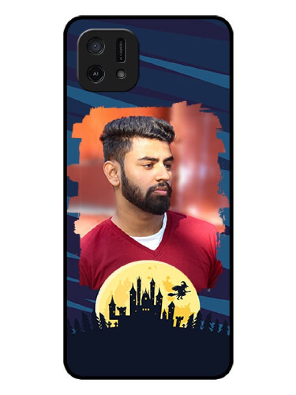 Custom Oppo A16e Photo Printing on Glass Case - Halloween Witch Design