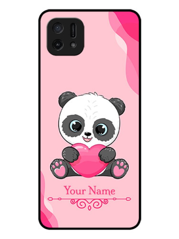 Custom Oppo A16e Custom Glass Mobile Case - Cute Panda Design