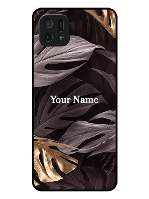 Custom Oppo A16e Personalised Glass Phone Case - Wild Leaves digital paint Design
