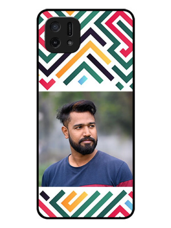 Custom Oppo A16e Personalized Glass Phone Case - Colorful Maze Pattern Design