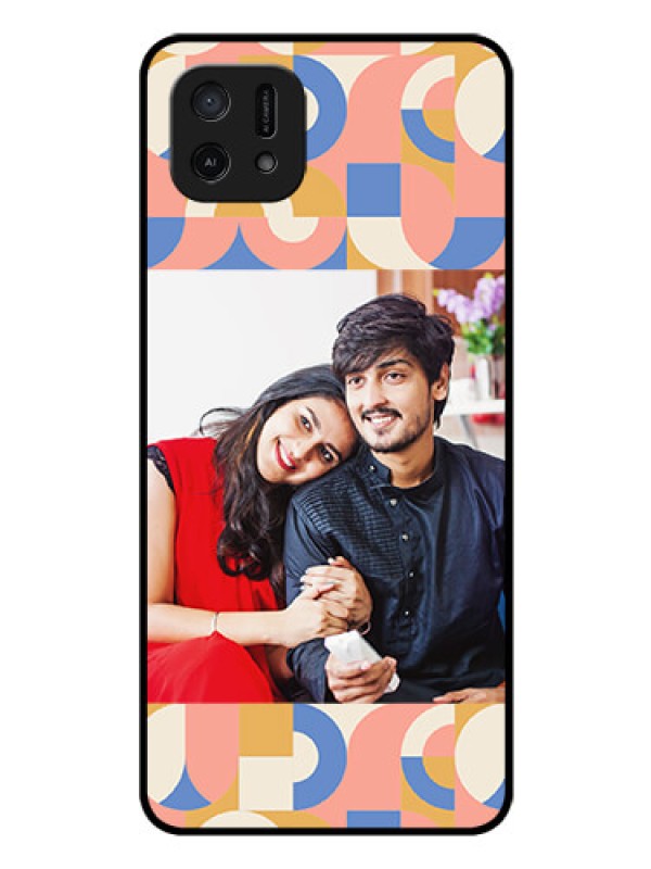 Custom Oppo A16e Photo Printing on Glass Case - Semi-circle Maze Pattern Design