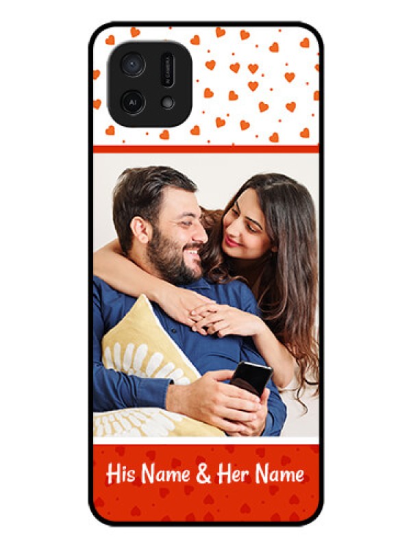 Custom Oppo A16k Custom Glass Phone Case - Orange Love Symbol Design