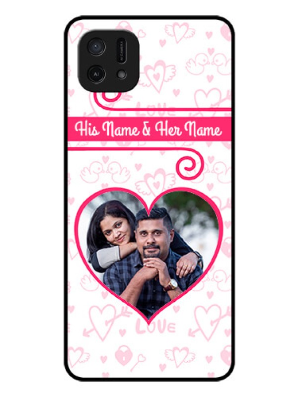 Custom Oppo A16k Personalized Glass Phone Case - Heart Shape Love Design