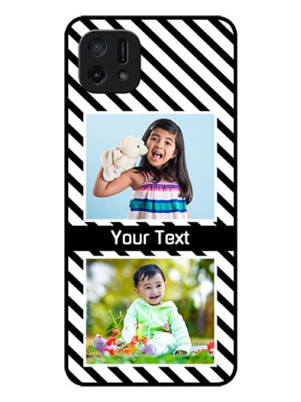 Custom Oppo A16k Photo Printing on Glass Case - Black And White Stripes Design