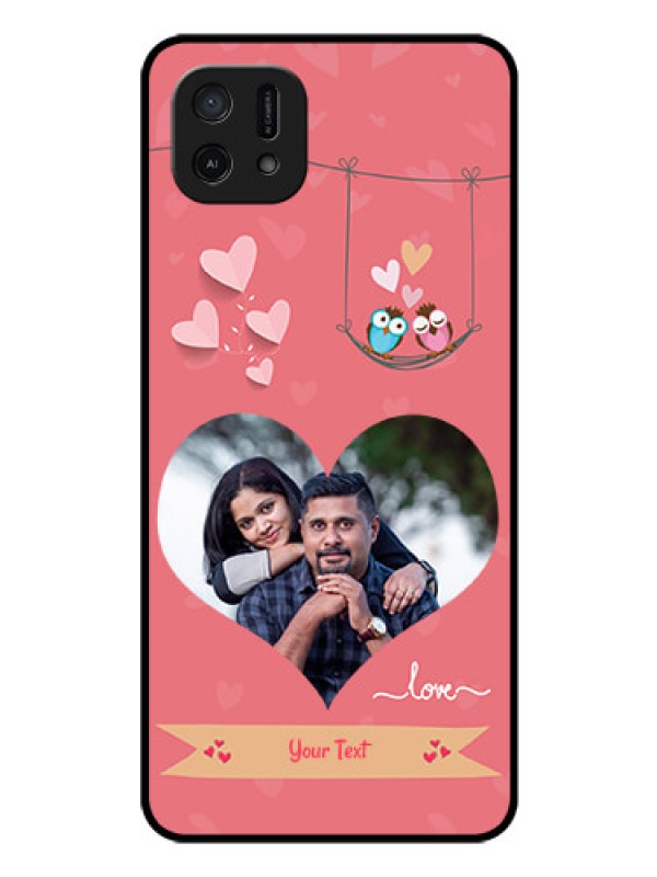 Custom Oppo A16k Personalized Glass Phone Case - Peach Color Love Design