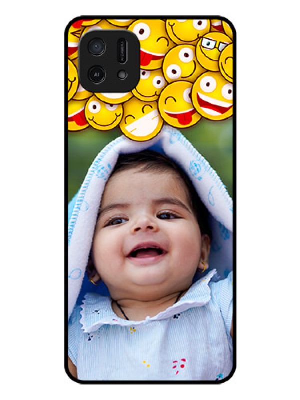 Custom Oppo A16k Custom Glass Mobile Case - with Smiley Emoji Design