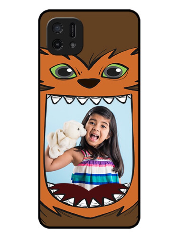 Custom Oppo A16k Photo Printing on Glass Case - Owl Monster Back Case Design
