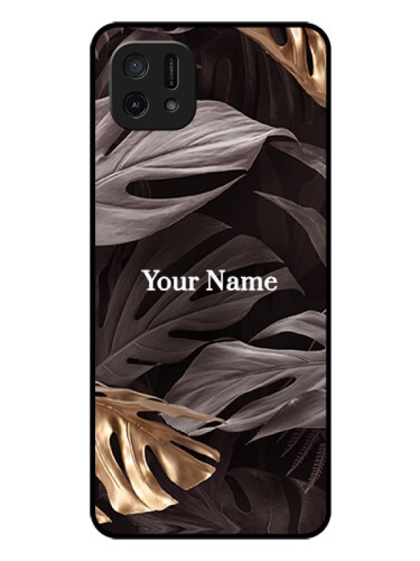 Custom Oppo A16k Personalised Glass Phone Case - Wild Leaves digital paint Design