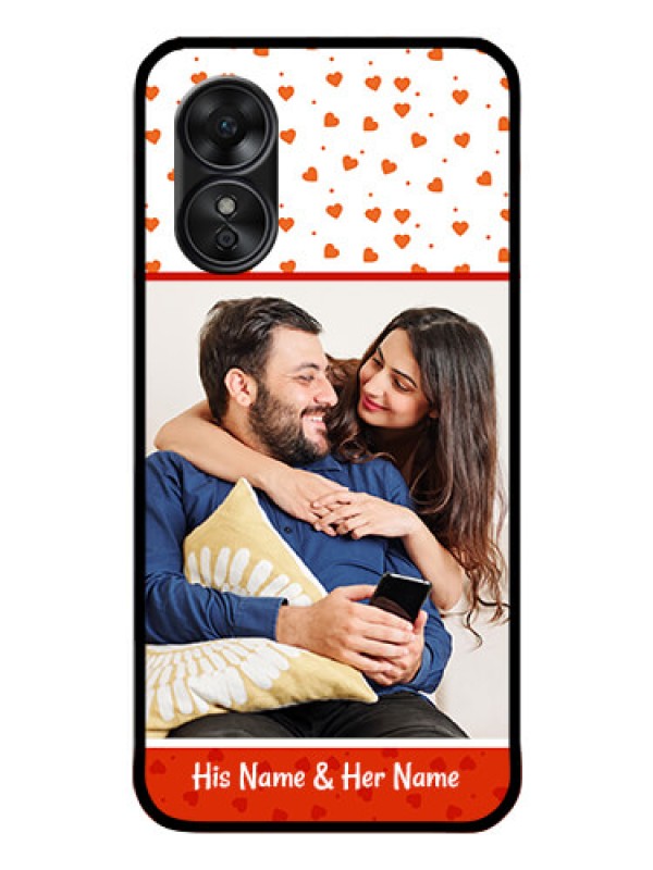 Custom Oppo A17 Custom Glass Phone Case - Orange Love Symbol Design