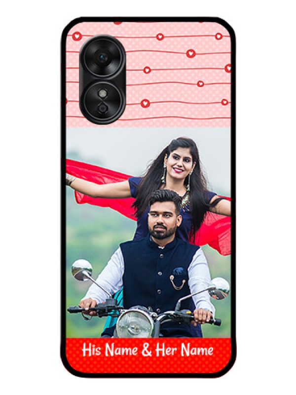 Custom Oppo A17 Personalized Glass Phone Case - Red Pattern Case Design