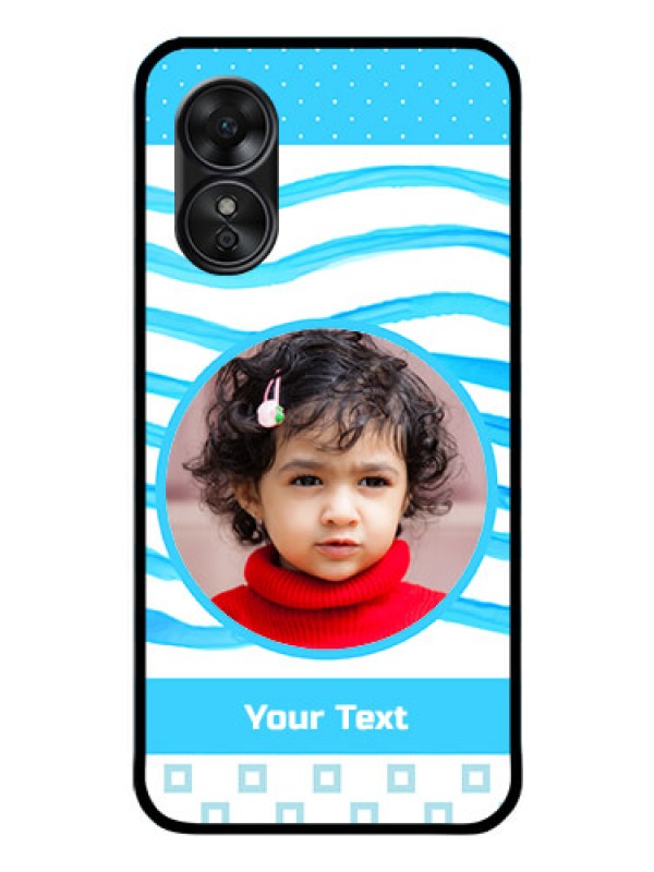 Custom Oppo A17 Custom Glass Phone Case - Simple Blue Case Design