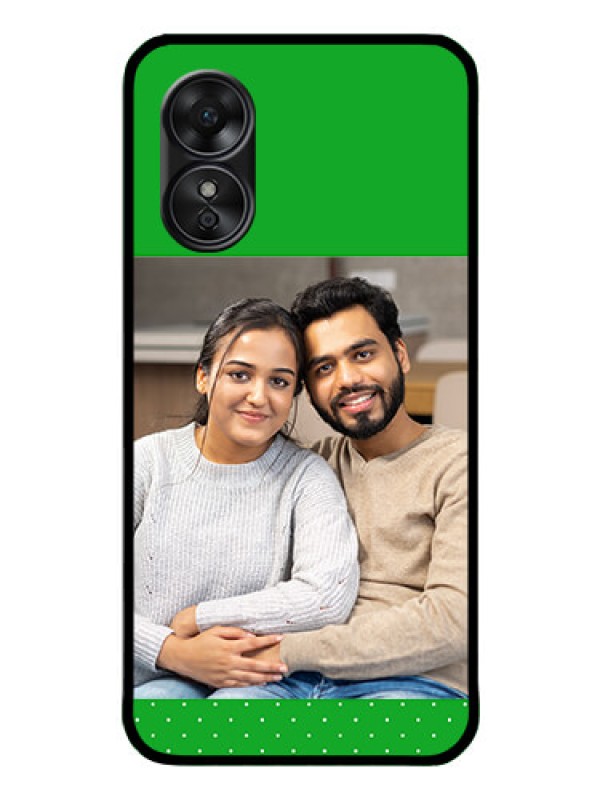 Custom Oppo A17 Personalized Glass Phone Case - Green Pattern Design
