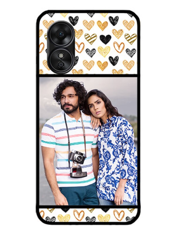 Custom Oppo A17 Photo Printing on Glass Case - Love Symbol Design