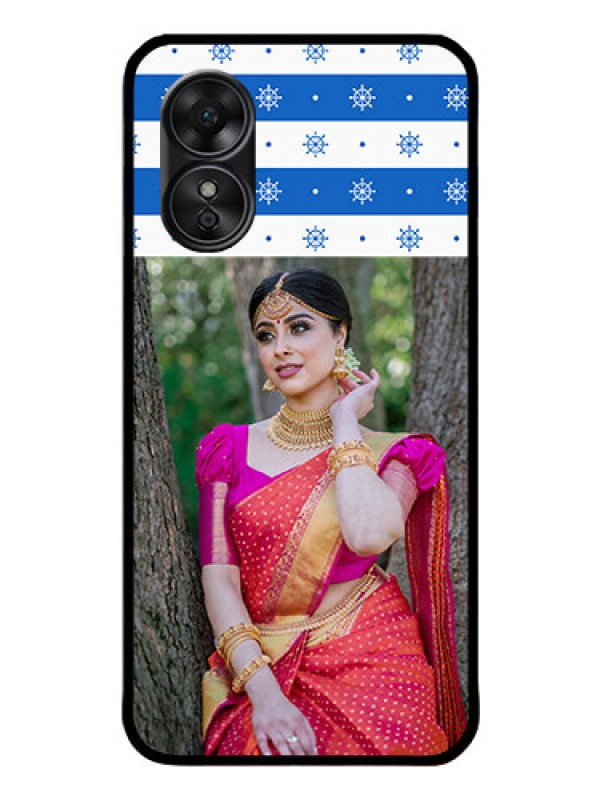 Custom Oppo A17 Photo Printing on Glass Case - Snow Pattern Design