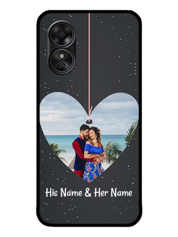 Custom Oppo A17 Custom Glass Phone Case - Hanging Heart Design