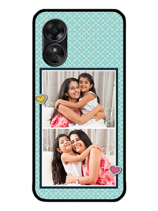 Custom Oppo A17 Custom Glass Phone Case - 2 Image Holder with Pattern Design